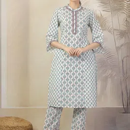Nayam By Lakshita Women Printed Regular Thread Work Kurta with Palazzos-picture-27