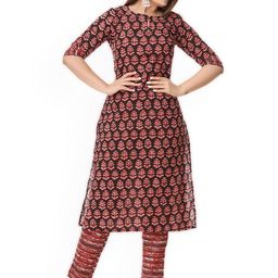 Cloth Bites Ethnic Motifs Printed Regular Pure Cotton Straight Kurta with Trousers-image-46