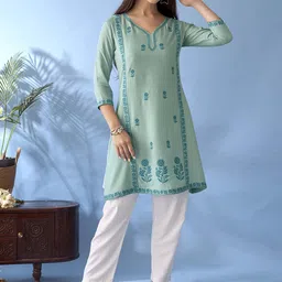 Anouk Floral Embroidered A-Line Kurta-33