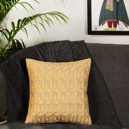 MONKDECOR Yellow Velvet Square Cushion Covers-picture-47