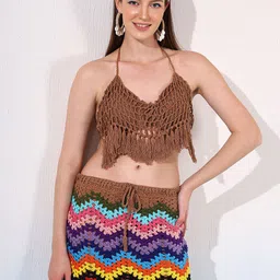 Velvery Bohemian Crochet A-Line Above Knee Skirt-40