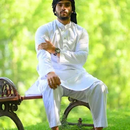 Baraqah Men Flared Sleeves Thread Work Pathani Kurta image 4