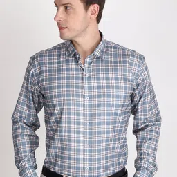 APPEL TOUCH Men Comfort Regular Fit Spread Collar Tartan Checked Cotton Casual Shirt-image-117