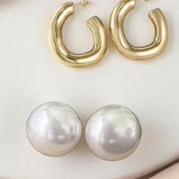 VAGHBHATT Set Of 2 Gold-Plated Half Hoop Earrings-4