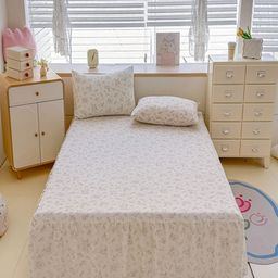 JC HOME Off White & Blue Floral 140 TC Double King Bedsheet Set- 1.80 m x 2 m-picture-49