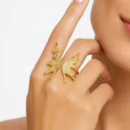 ISHTAARA Women Butterfly Shaped Gold-Plated Stainless Steel Adjustable Ring-picture-12