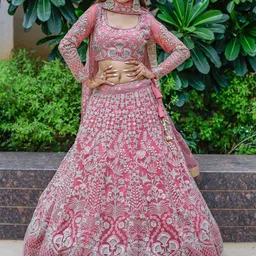 FABPIXEL Embroidered Semi-Stitched Lehenga & Unstitched Blouse With Dupatta-9