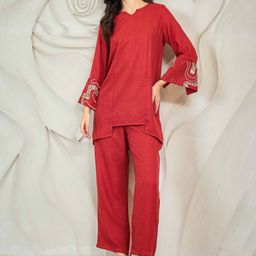 Shally Bhasin by Athena Embroidered Tunic With Trousers Co-Ords-image-94