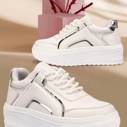 VENDOZ Women Round Toe Lace-Ups Lightweight Sneakers-30