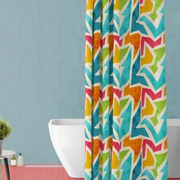 ArtzFolio Blue & Green Geometric Printed Water Proof Shower Curtain-image-71