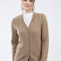 Monte Carlo Women Cable Knit V-Neck Straight Cardigan Sweater-image-41