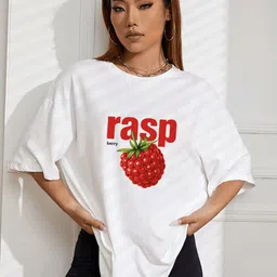 Slenor Women Graphic Printed Round Neck Oversized T-shirt-picture-18