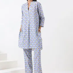 JAIPURRANG Printed Cotton Mandarin Collar Neck Top With Trouser-picture-8