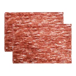 Kuber Industries Orange Coloured & White 2 Pieces Anti Skid Mat For Bathroom-36