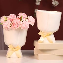 Art Street 2-Pcs White Fold Texture Round Flower Vase-image-84