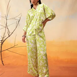 indo street Floral Printed Shirt With Trousers-image-23