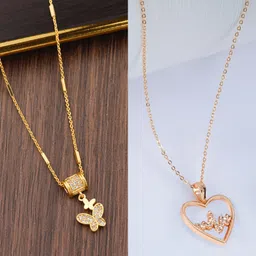 Boghra Sales Set Of 2 Gold-Plated Alloy American Diamond Necklace-16