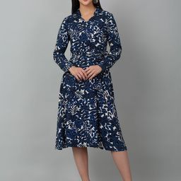 Cantabil Floral Printed Fit & Flare Midi Dress-image-4