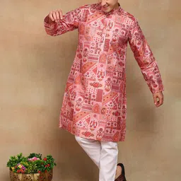 House of Pataudi Men Ethnic Motifs Printed Straight Kurta-picture-24
