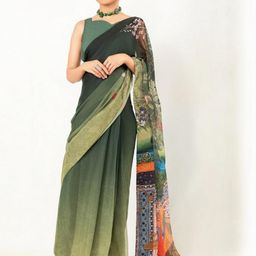 PYOS Floral Pure Georgette Saree-image-63
