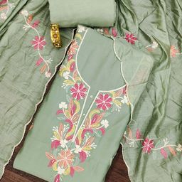 SAINOOR Embroidered Pure Silk Semi-Stitched Dress Material-image-56