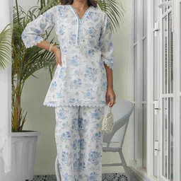 House of Pataudi Floral Printed Pure Cotton Tunic & Trouser-picture-41