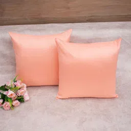 RoyalDeco Peach-Coloured Set of 2 Square Cushion Covers-21