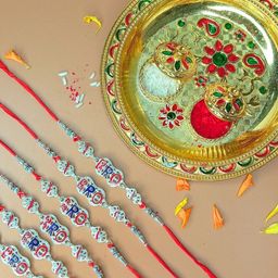 Anouk Set Of 6 Rakhi & Greeting Card With Pooja Thali-18