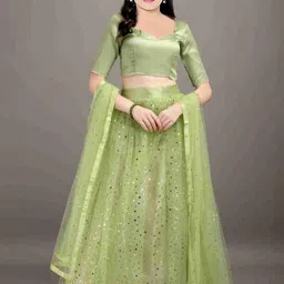 F Plus Fashion Girls Black Net Semi-Stitched Lehenga Choli-picture-31