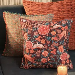 ONSETHOMES Rust & Brown Embellished Square Cushion Covers-image-89