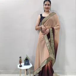 HERE&NOW Ombre Zari Poly Georgette Saree-picture-21