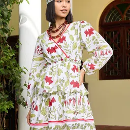 Pink Paprika by SASSAFRAS Floral Print Layered Fit & Flare Dress-image-25