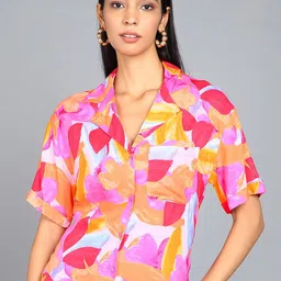SAFFE Women Abstract Printed Shirt Style Top-image-45