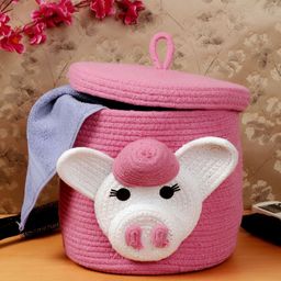 Myntra Elegant Homes Pink & White Foldable Reusable Multi-Utility Organiser With Lid-45