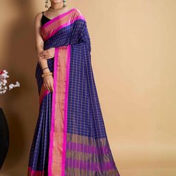VARNI FABRICS Woven Design Zari Silk Blend Ikat Saree-image-74