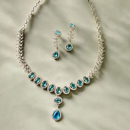 Anouk Rhodium-Plated Cubic Zirconia Studded Jewellery Set-image-91