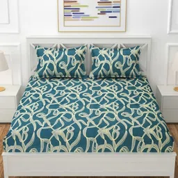 Innovative Edge Green Geometric 210 TC King Bedsheet with 2 Pillow Covers-image-76