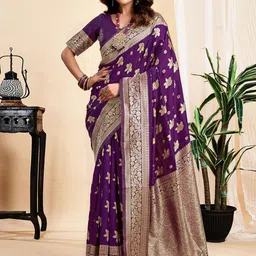 KALINI Woven Design Zari Silk Blend Designer Banarasi Saree-image-11