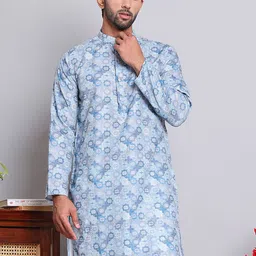 Jompers Men Geometric Embroidered Sequinned Kurta-image-22