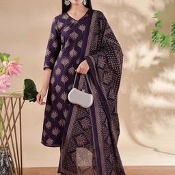 Anouk Women Floral Printed Regular Pure Cotton Kurta with Trousers & With Dupatta-13