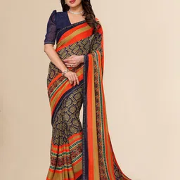 Moda Rapido Ethnic Motifs Printed Beads and Stones Poly Georgette Saree-picture-26