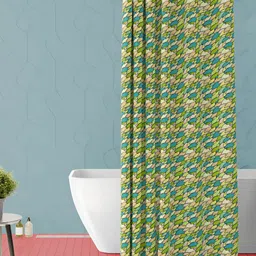 ArtzFolio Green and Pink Floral Printed Waterproof Shower Curtain-76