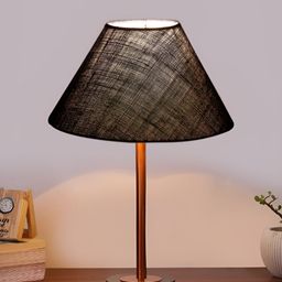 Aura Blue & Black Textured Metal Frustum Shaped Table Lamp-11