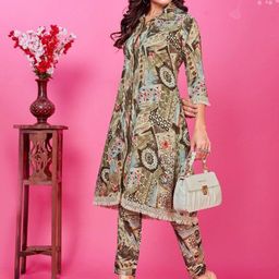 DIVASTRI Printed Shirt Collar Tunic With Palazzos Co-Ords-image-45