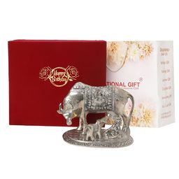INTERNATIONAL GIFT Grey Cow Showpiece With Happy Birthday Tag & Velvet Box-image-53