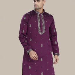PulseIQ Men Bandhani Embroidered Jacquard Kurta-image-68