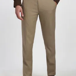 Peter England Men Textured Slim Fit Mid-Rise Formal Trousers-picture-18