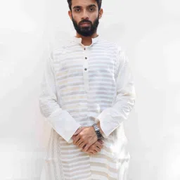 HAMSAFAR Striped Mandarin Collar Cotton Straight Kurta-33