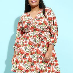 Oxolloxo Floral Print Crepe Fit & Flare Dress-picture-24