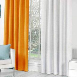 BELLA TRUE White & Orange 2 Piece Window Curtains-image-29
